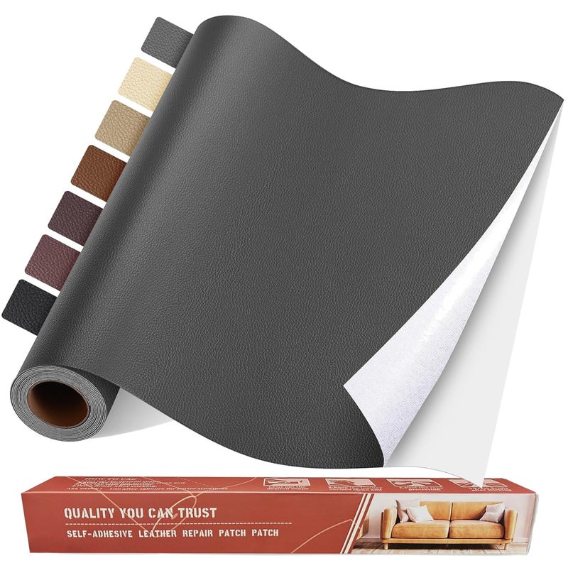 Yikda Self Adhesive Leather Repair Patch Kit, 31.4 in x 16 in Large Vinyl Leather Repair Tape for Furniture, Car Seat, Couch, Sofa, Chair Dark Grey - Image 1
